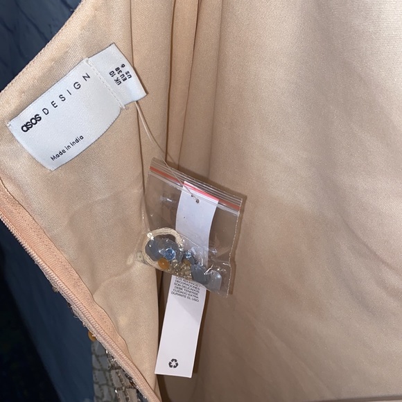 ASOS - DESIGN Embellished sequin midi dress w/ faux feather trims in gold ✨NWT - Picture 11 of 16